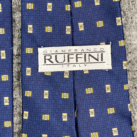 Gianfranco Ruffini Tie Mens Blue Silk USA 56" long 3.75" wide Designer - Picture 5 of 9